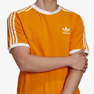 NWT Adidas Orginals Vibrant Orange Tee with White Stripes